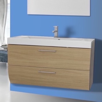 Wall Mounted Bathroom Vanity, Modern, 38 Inch, Natural Oak Iotti WC06